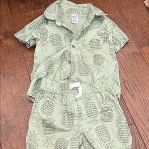 Carter's Green Pineapple Print Kids Matching Set